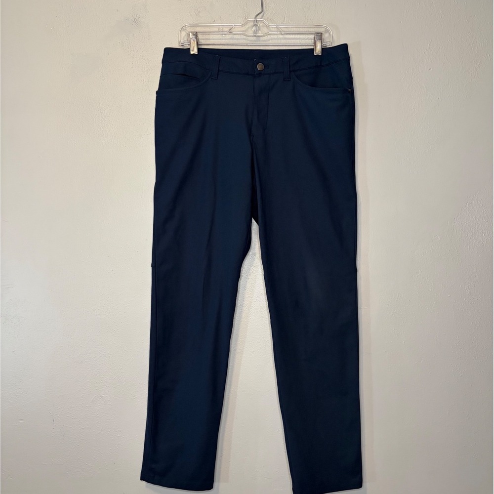 Lululemon ABC Pant Slim Navy Blue Warpstreme Mens 32x32 Tech Trousers 5 Pocket